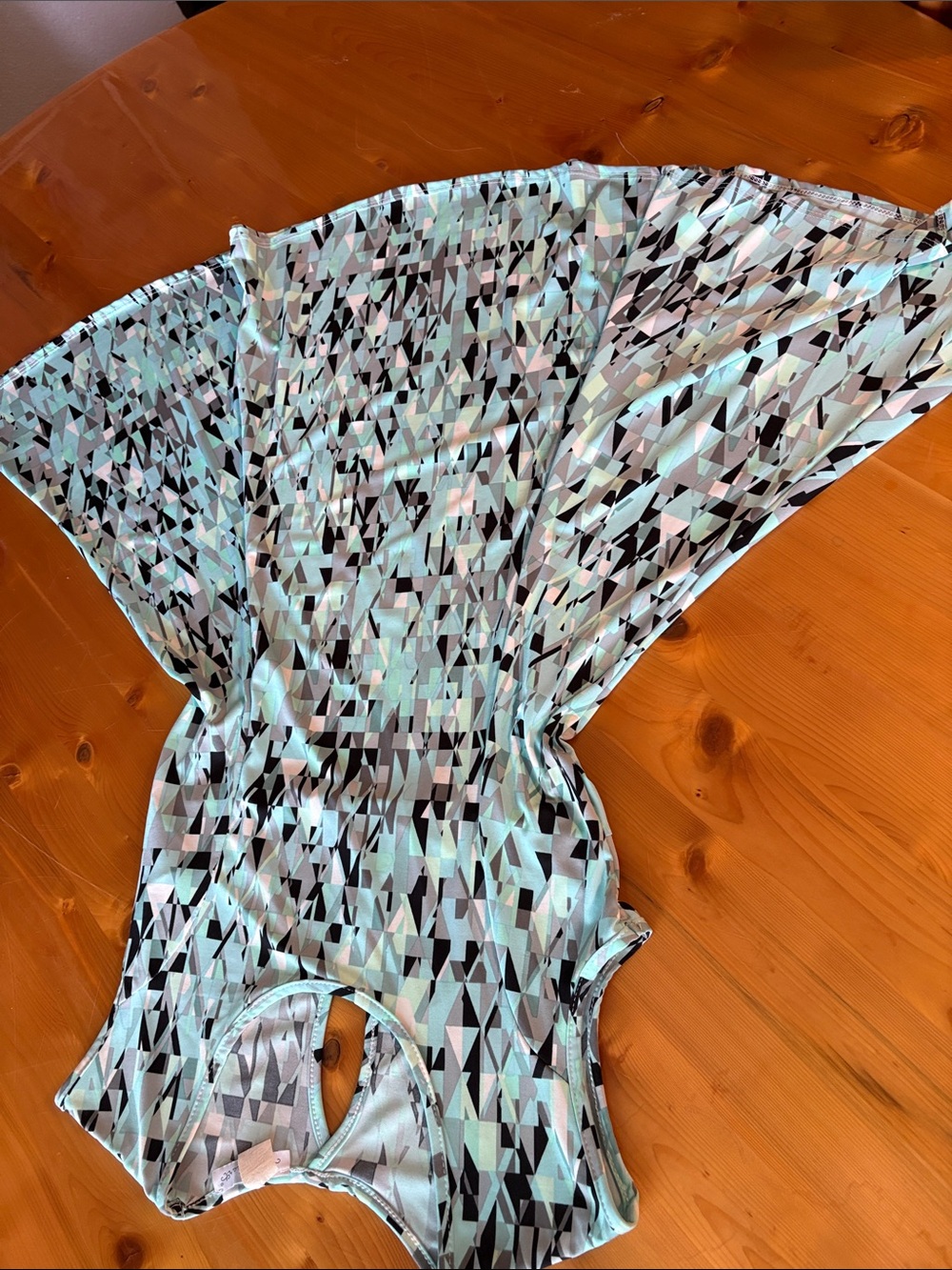 KEREN hart ~ Aqua Mint Geometric Print Women's Twirl Dress